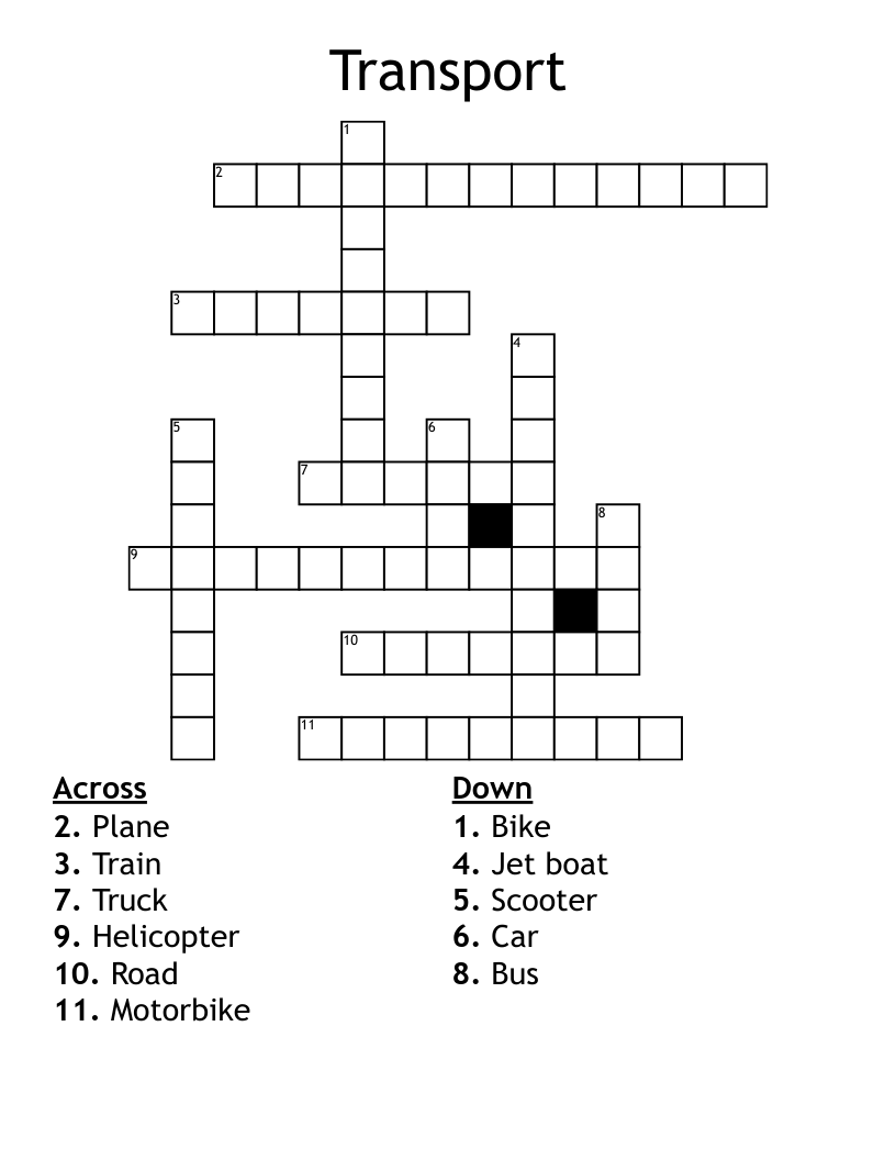 Transport Crossword
