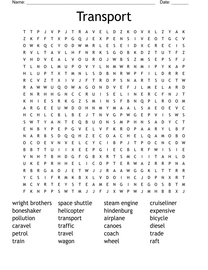 Transport Word Search