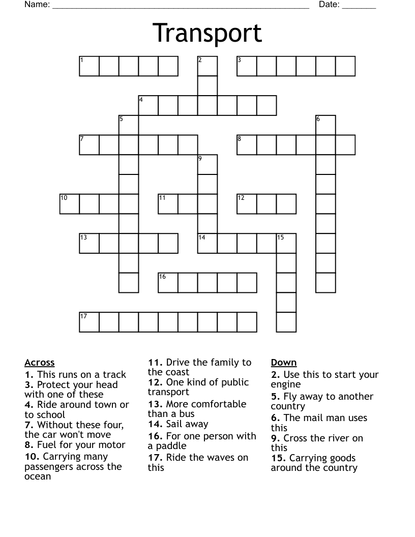Transport Crossword
