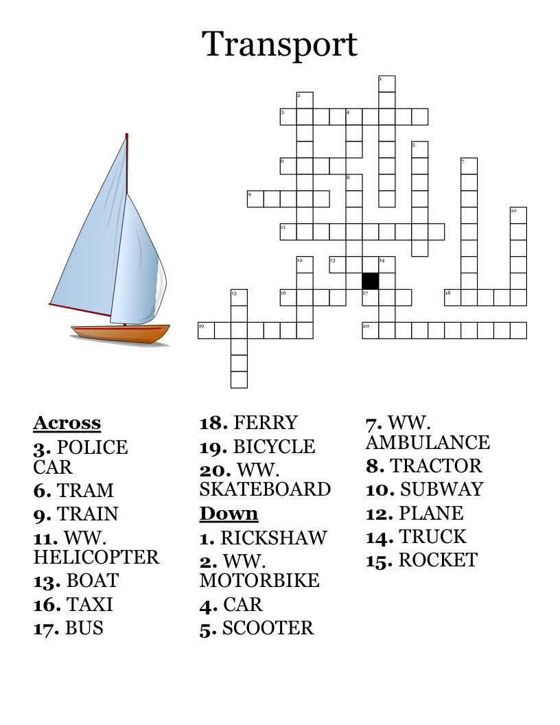 Transport Crossword