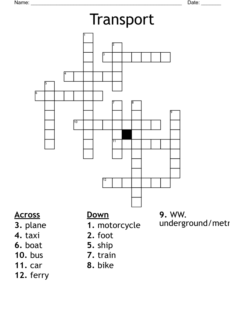Transport Crossword