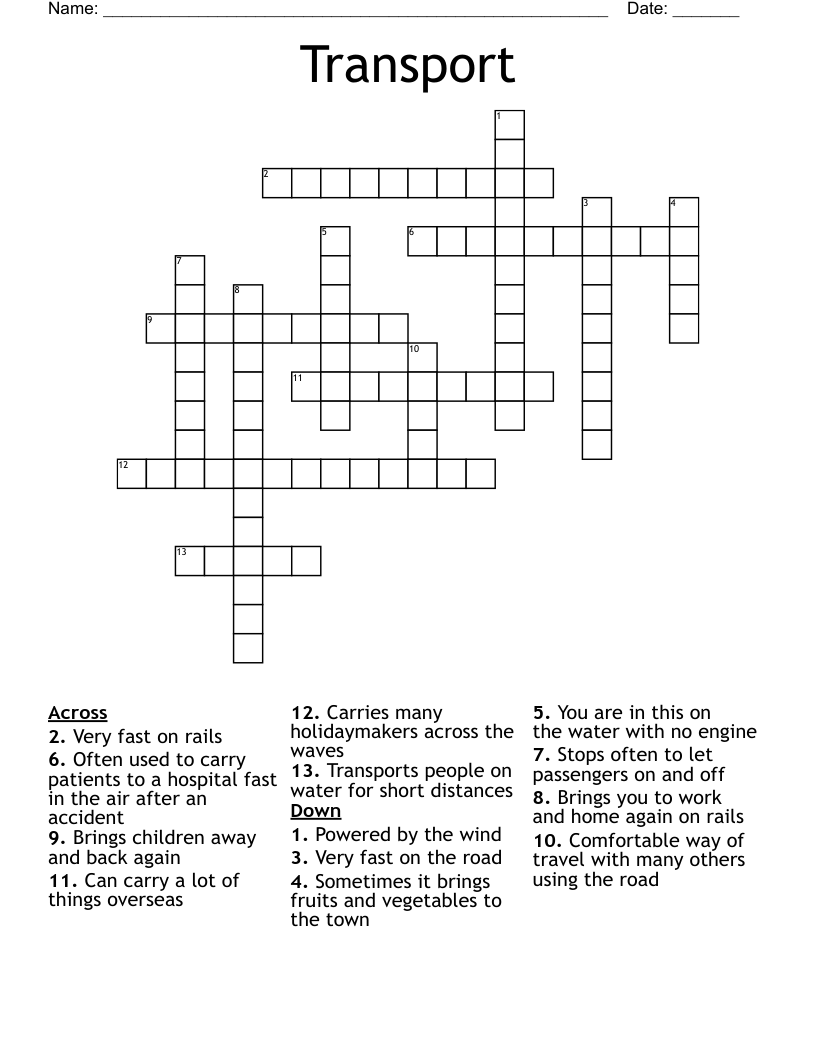 Transport Crossword