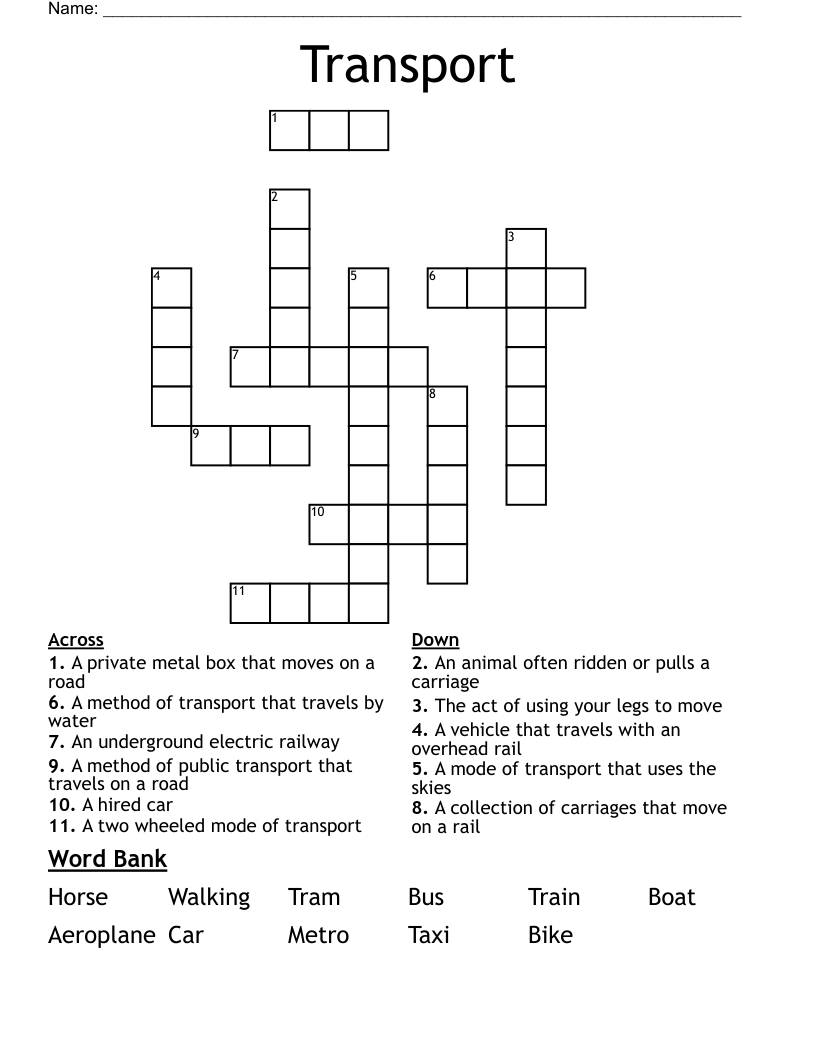 Transport Crossword