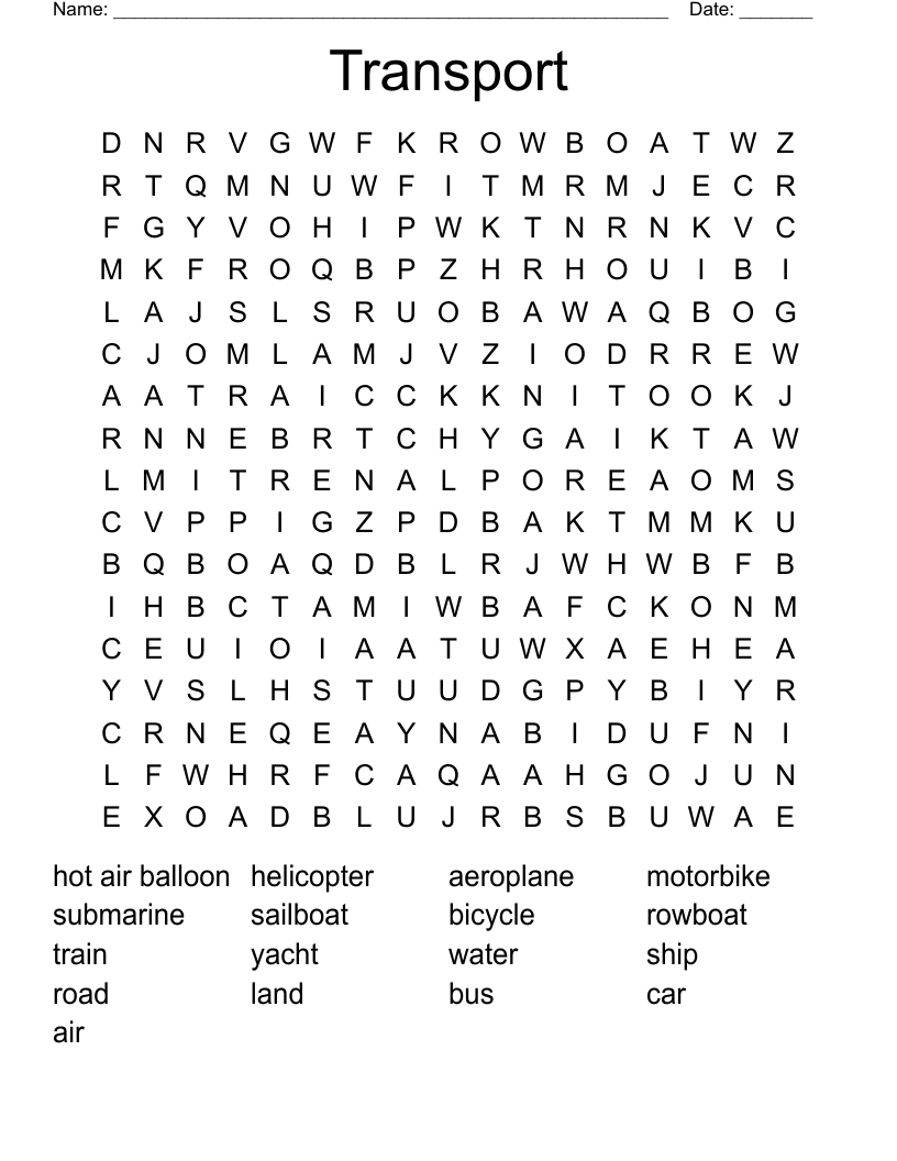 Transport Word Search