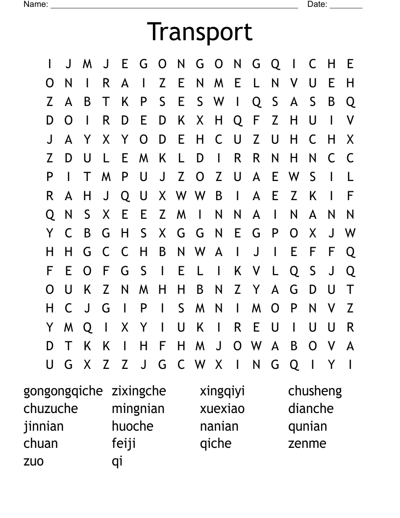 Transport  Word Search