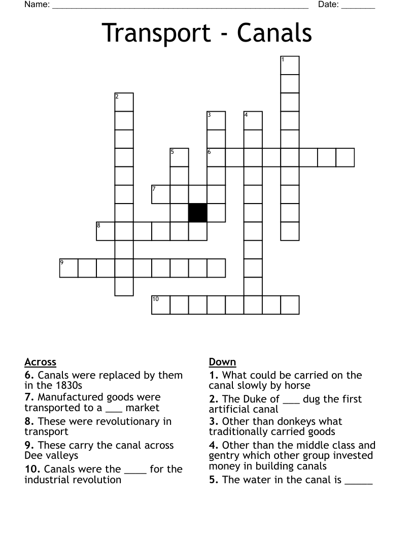 Transport - Canals Crossword