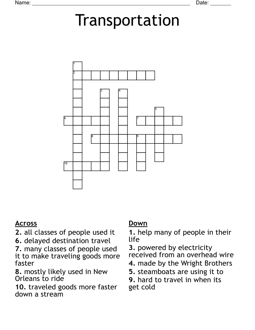 Transportation Crossword