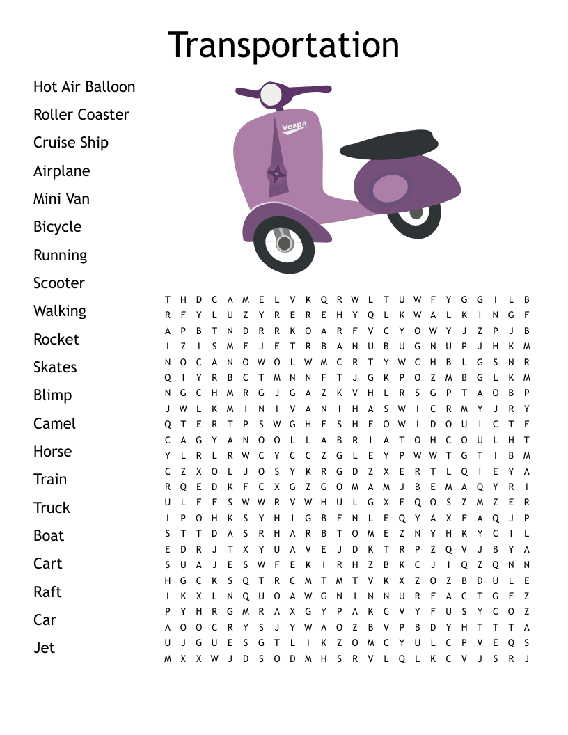 Transportation Word Search