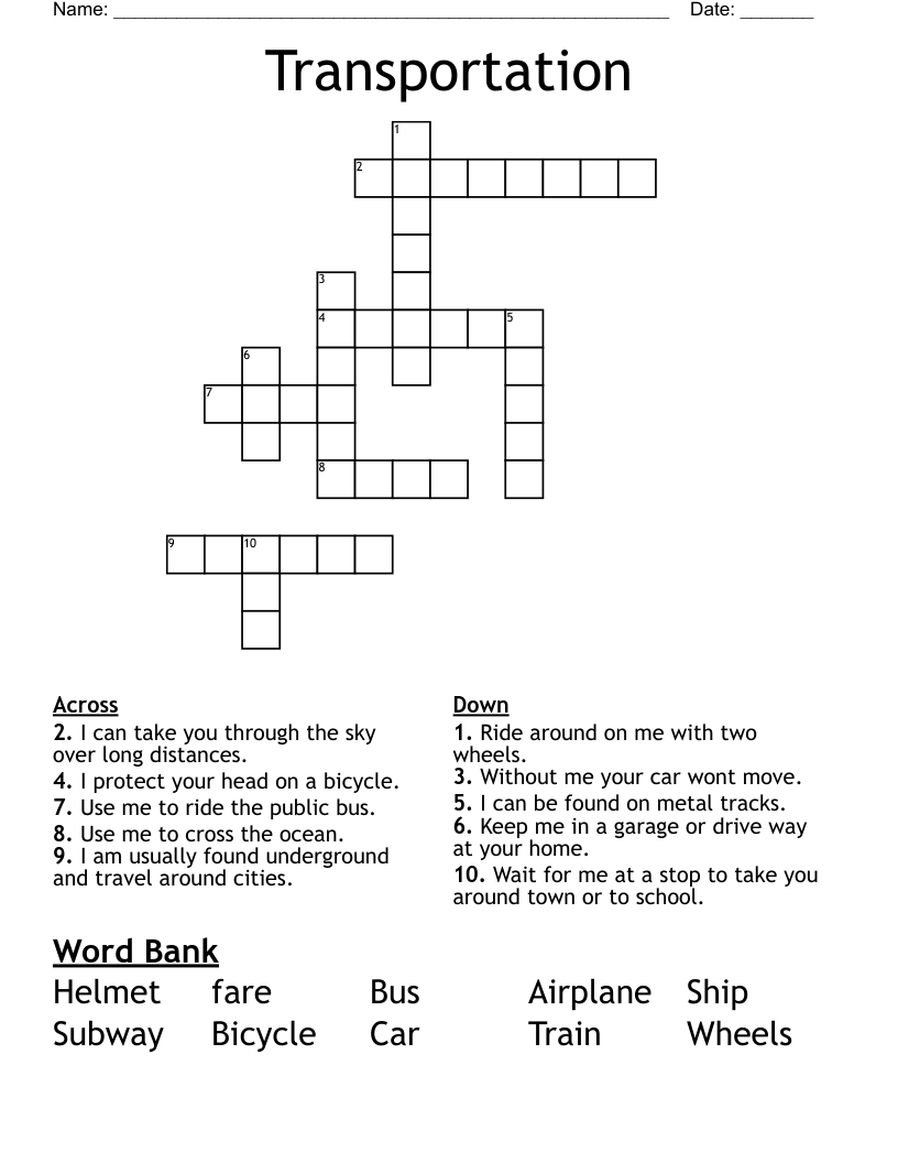 Transportation Crossword
