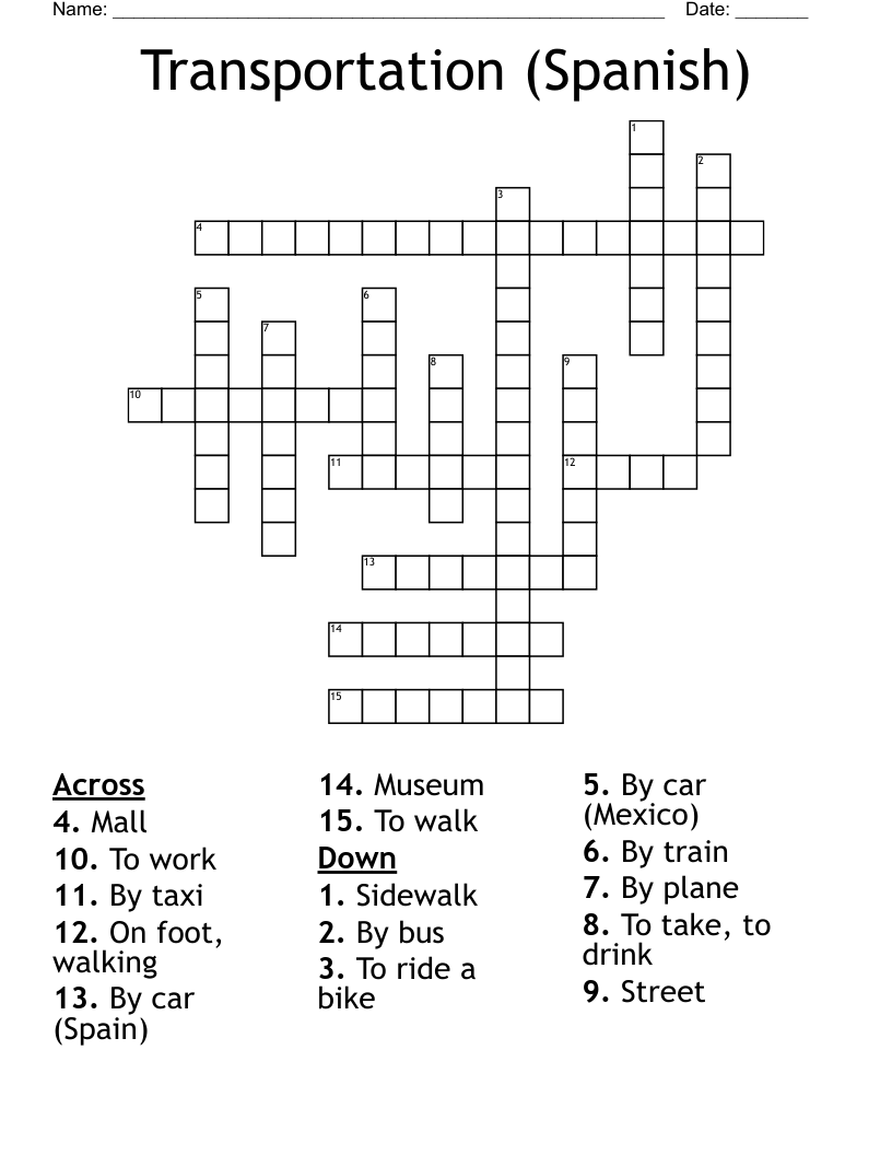 Transportation (Spanish) Crossword