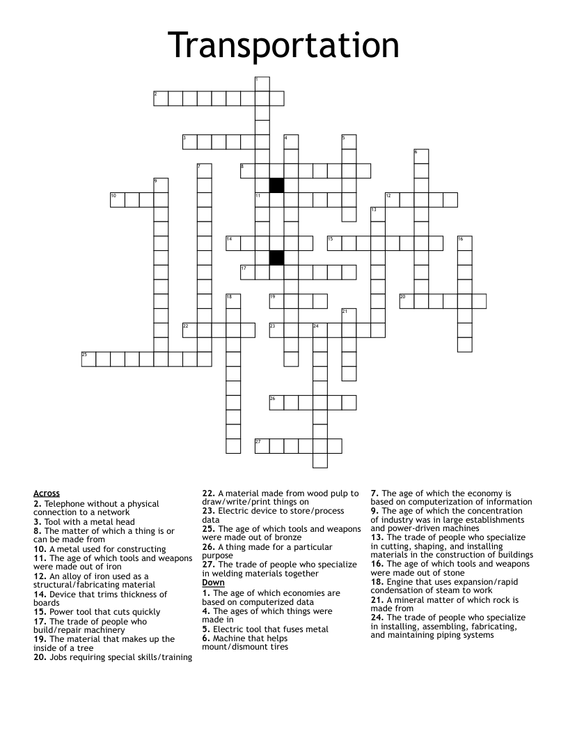 Transportation  Crossword