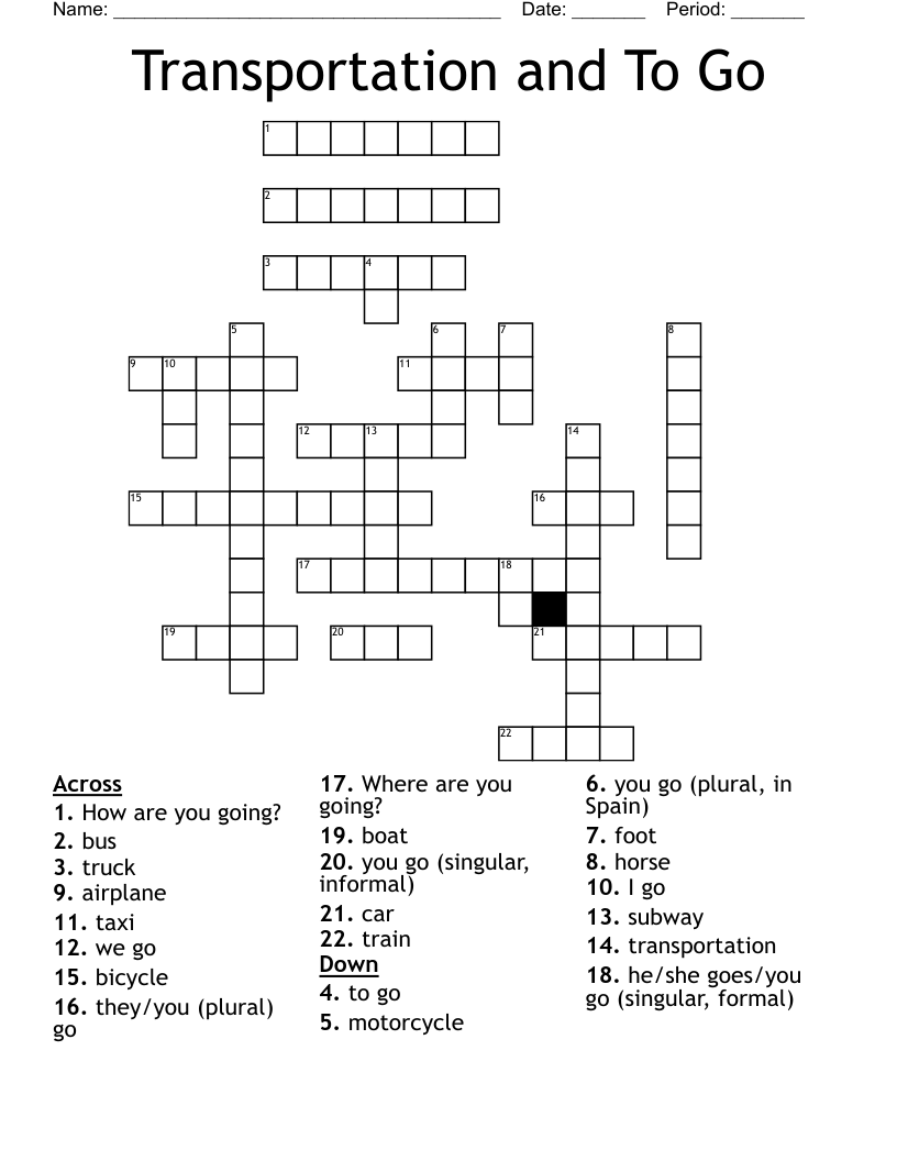 Transportation and To Go Crossword
