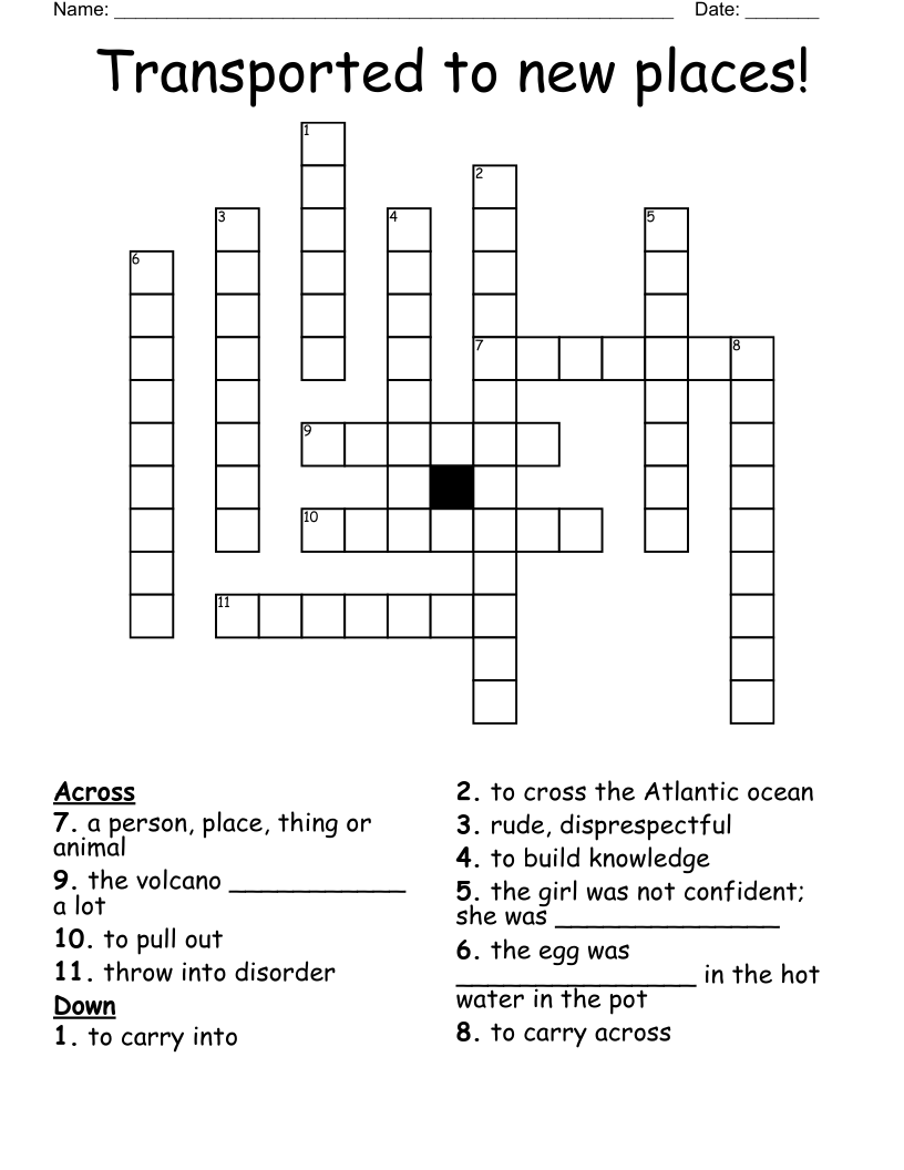 Transported to new places! Crossword