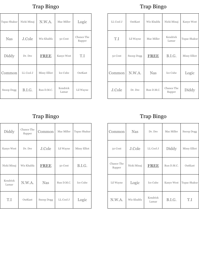 Trap Bingo