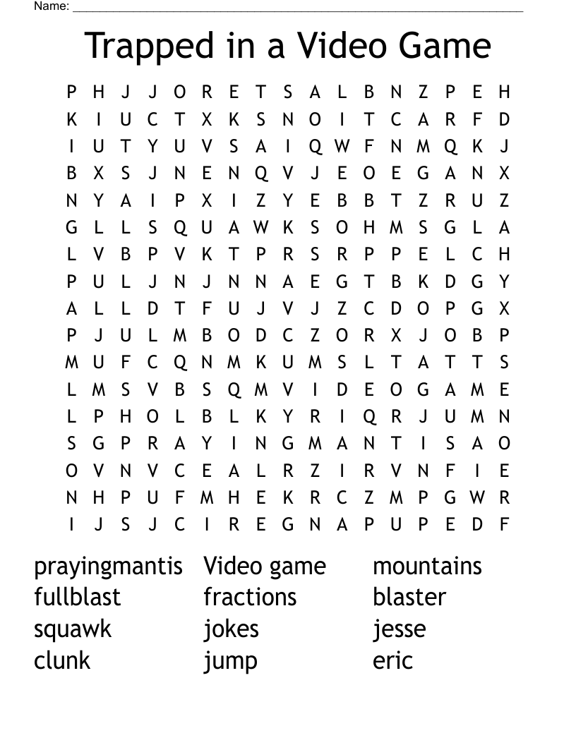 Trapped in a Video Game Word Search