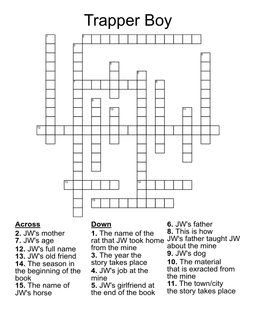 Trapper Boy Crossword