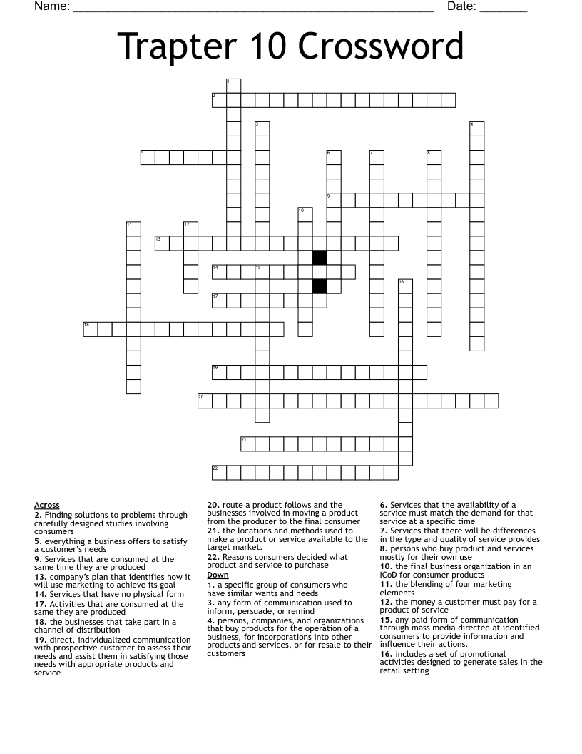 Trapter 10 Crossword