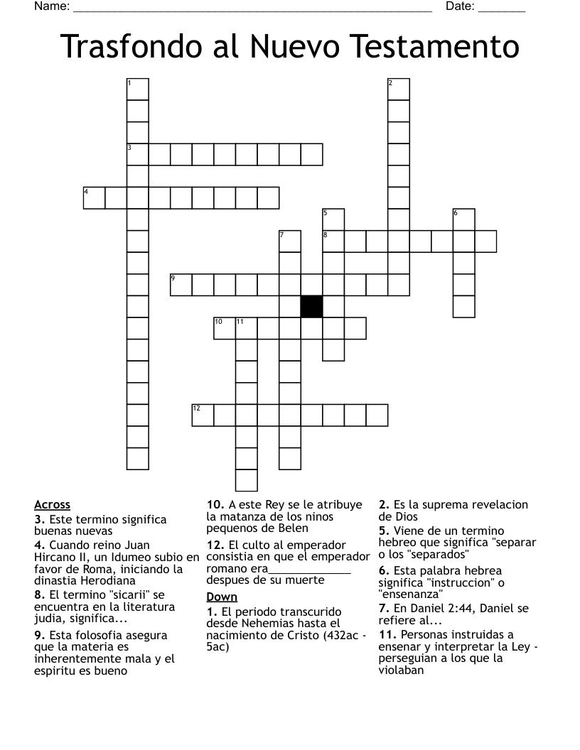 Trasfondo al Nuevo Testamento Crossword