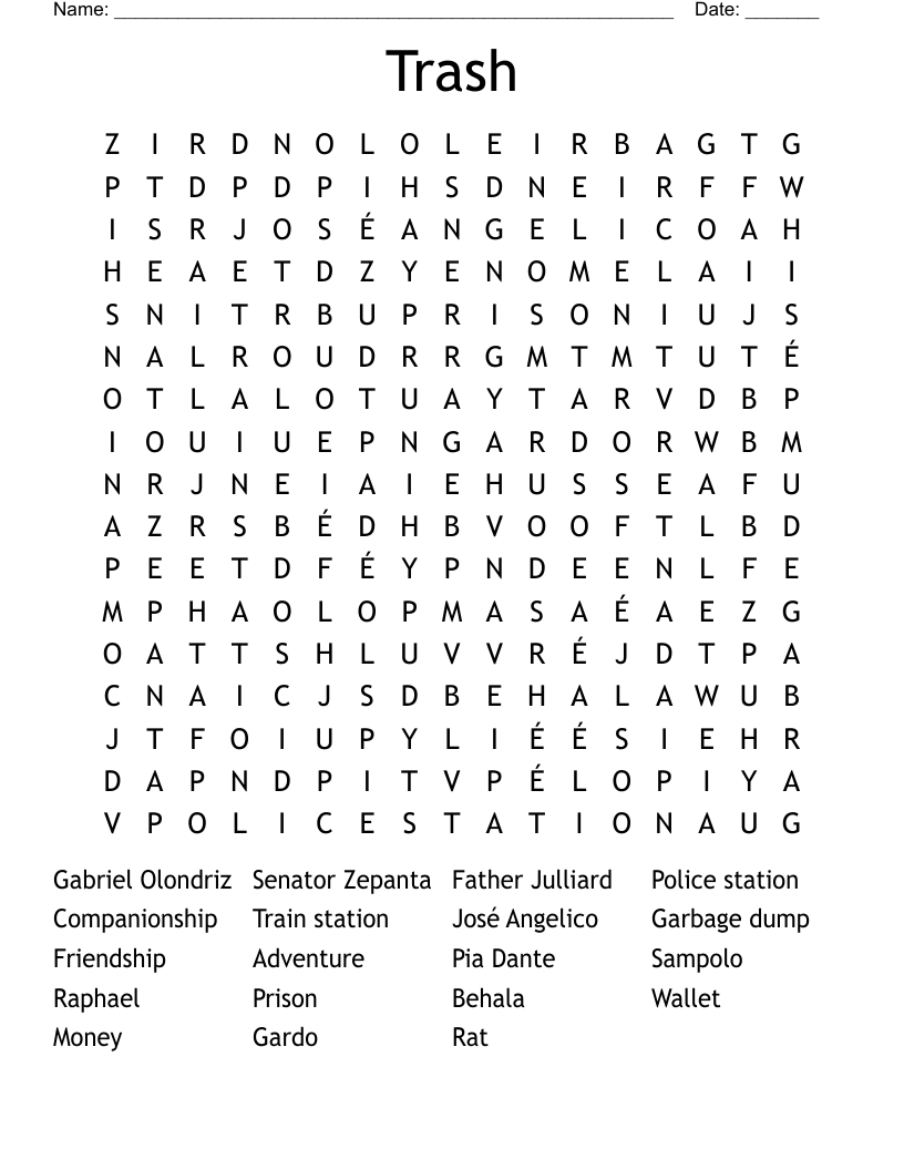 Trash Word Search