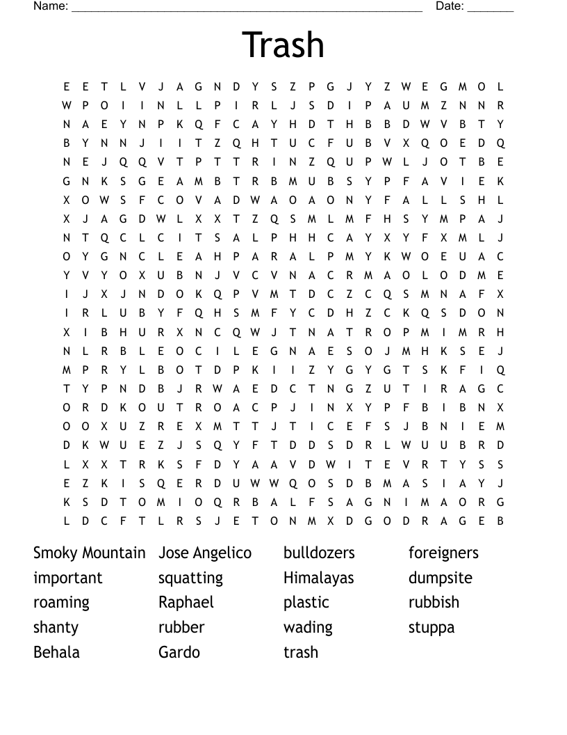 Trash Word Search