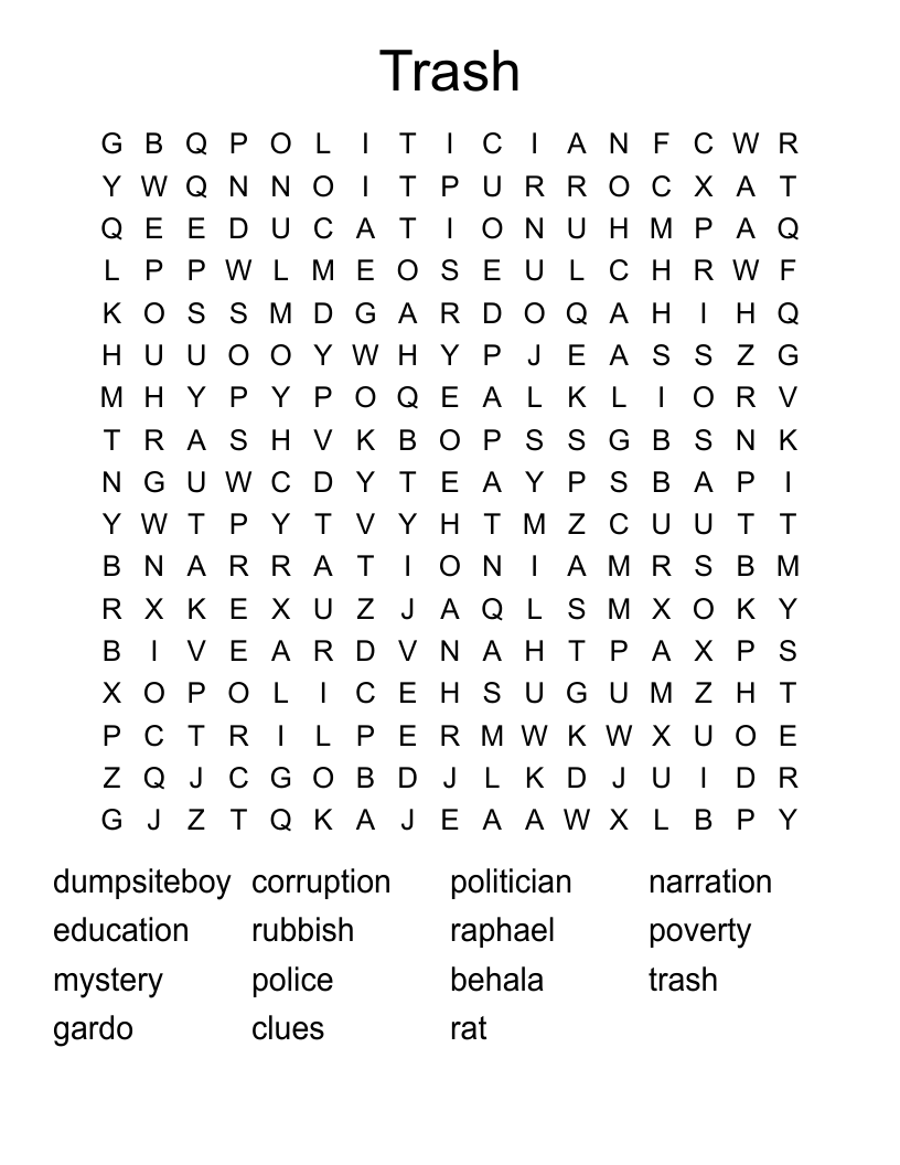 Trash Word Search
