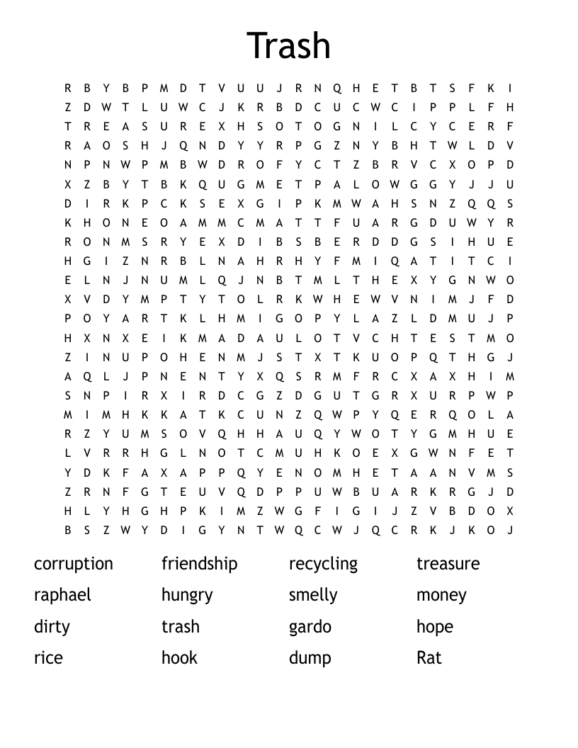 Trash Word Search
