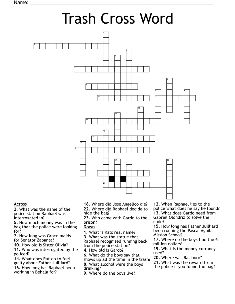 Trash Cross Word