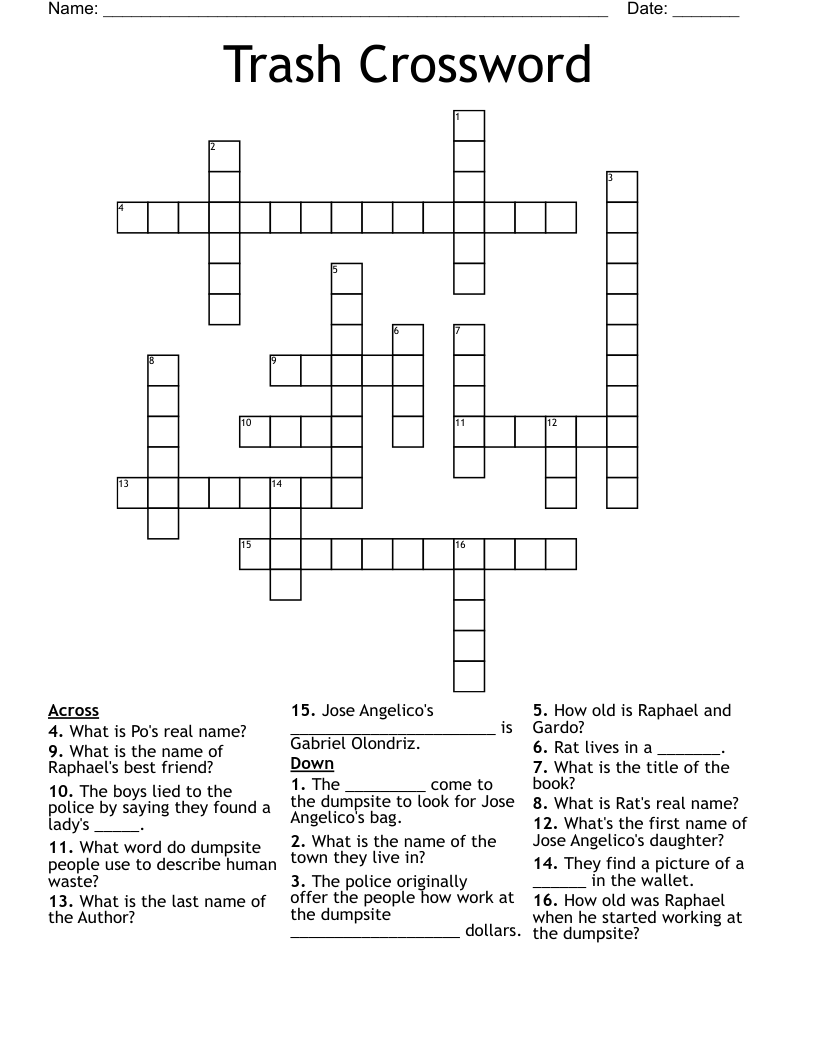 Trash Crossword