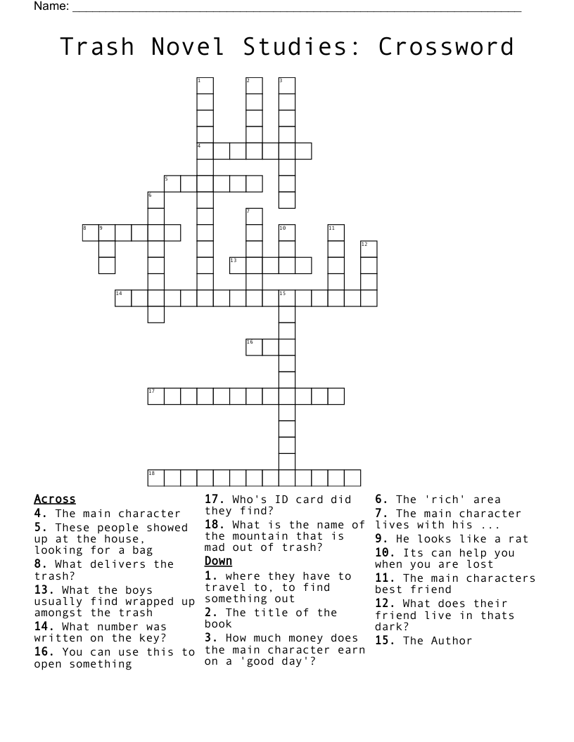 Trash Novel Studies: Crossword
