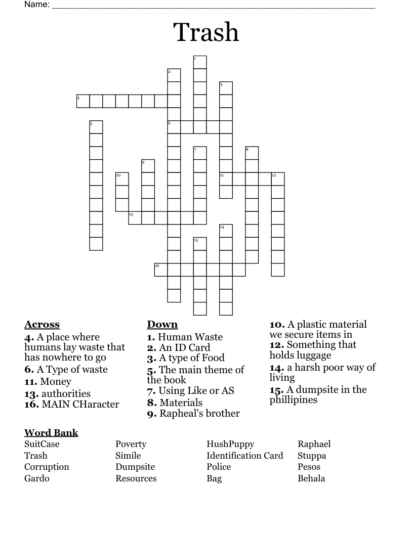 Trash  Crossword