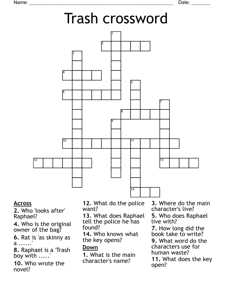 Trash crossword