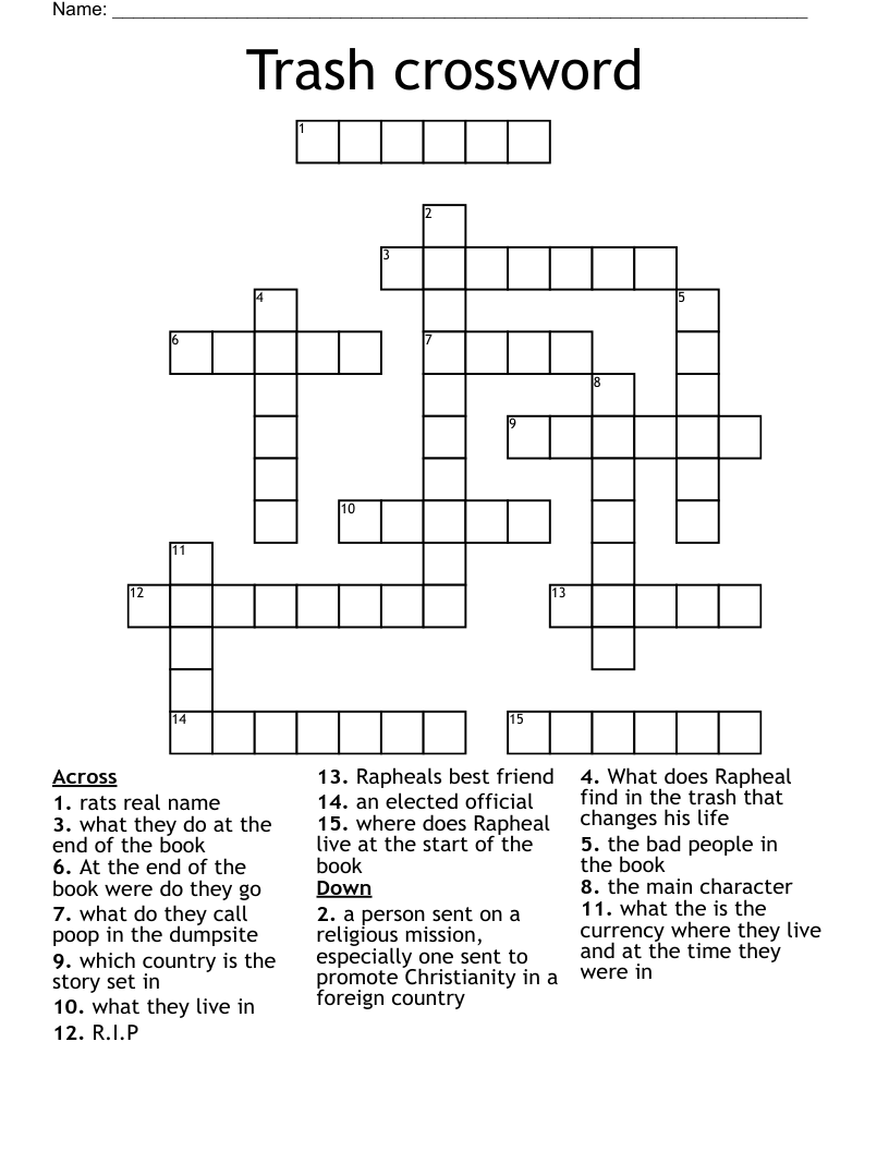 Trash crossword