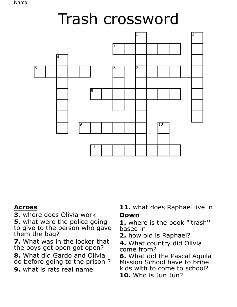 Trash crossword 