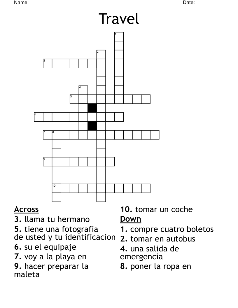 Travel Crossword