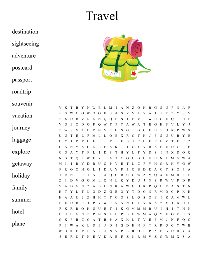 Travel Word Search