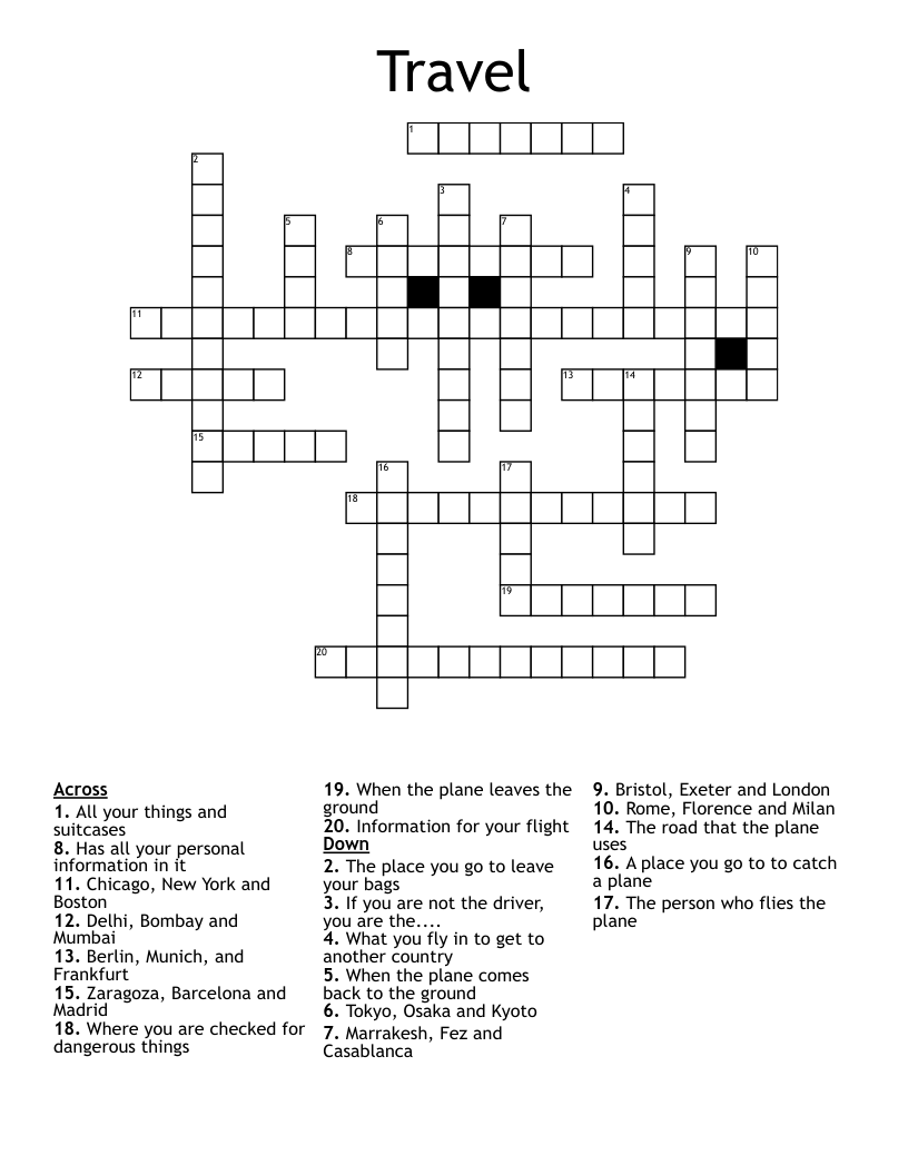 Travel Crossword