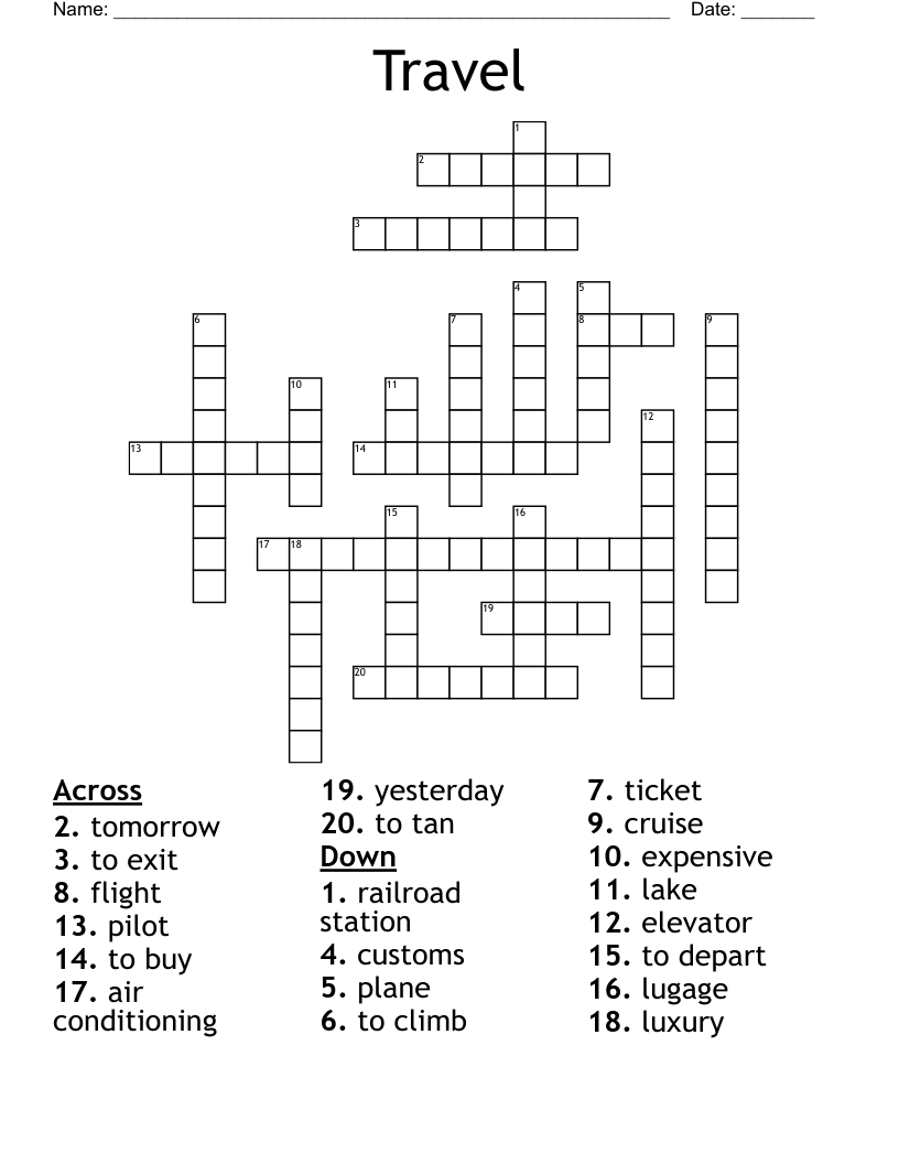 Travel Crossword
