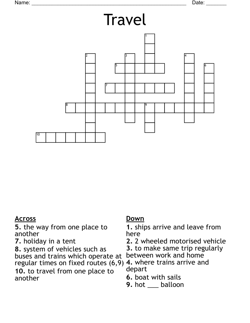 Travel Crossword