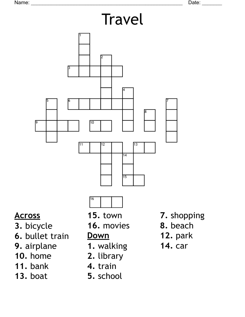 Travel Crossword