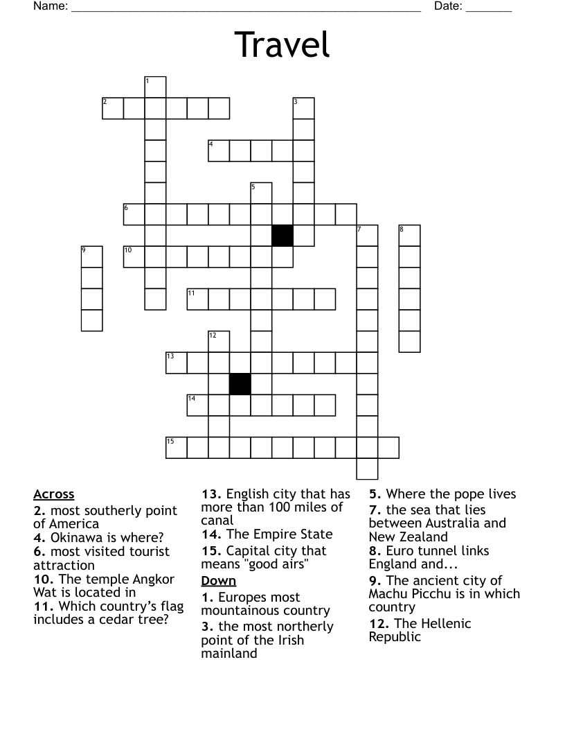 Travel Crossword