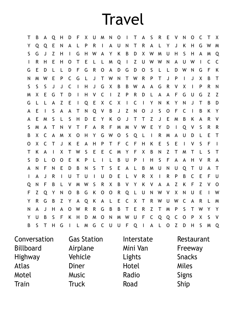 Travel Word Search