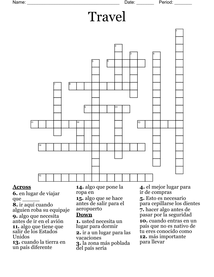 Travel Crossword