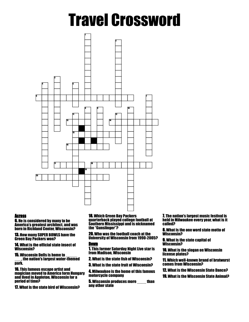 Travel Crossword