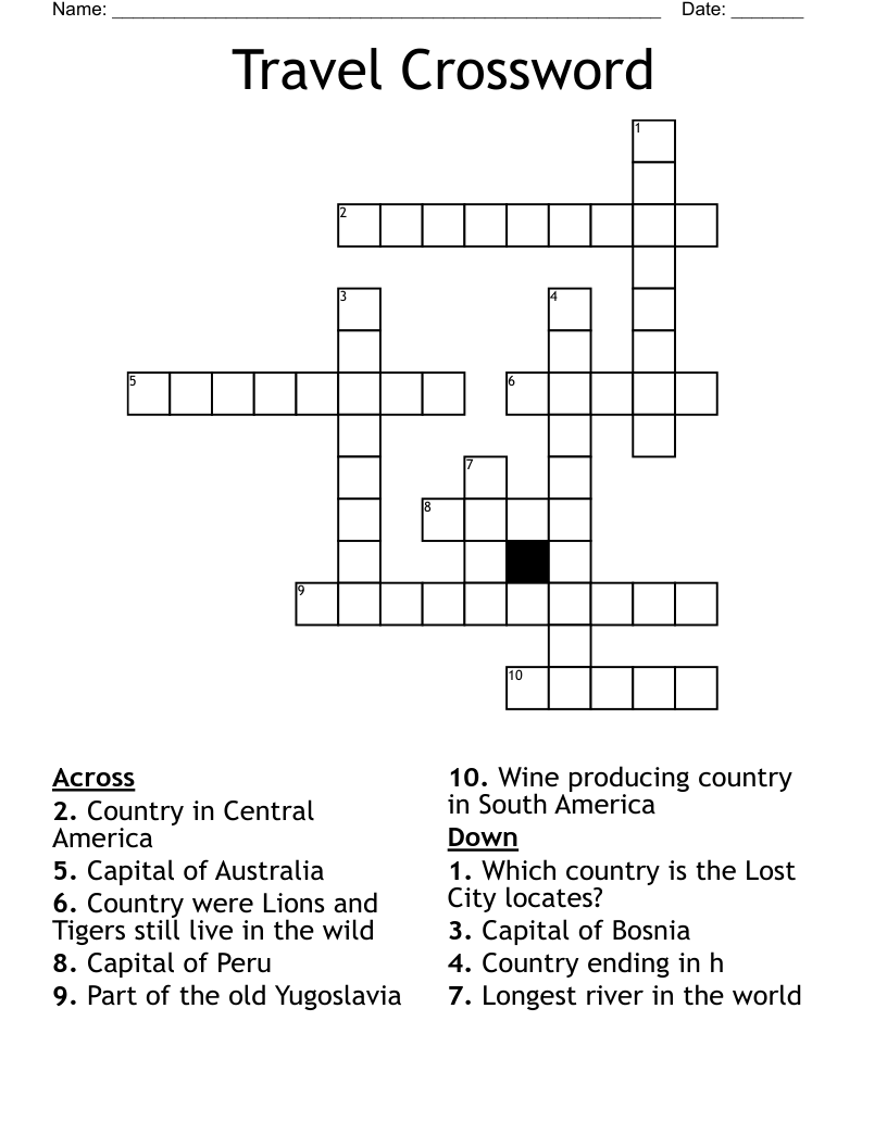 Travel Crossword