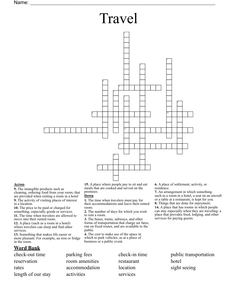 Travel  Crossword