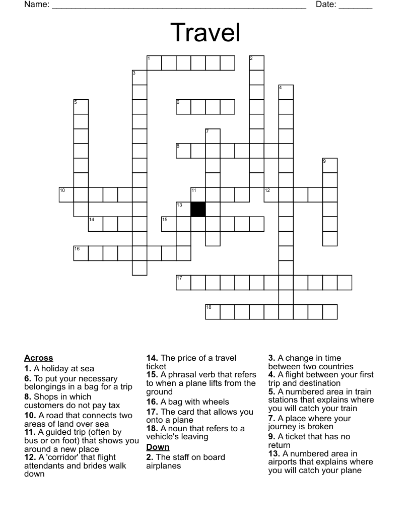 Travel  Crossword