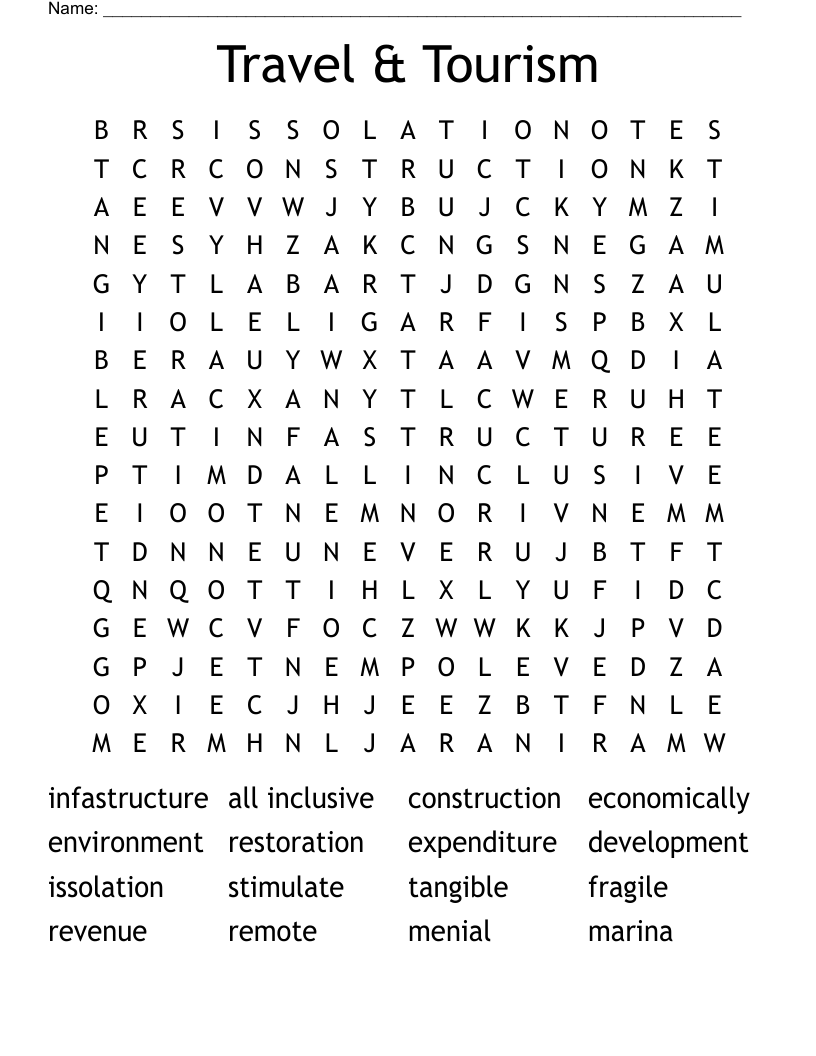 Travel & Tourism Word Search