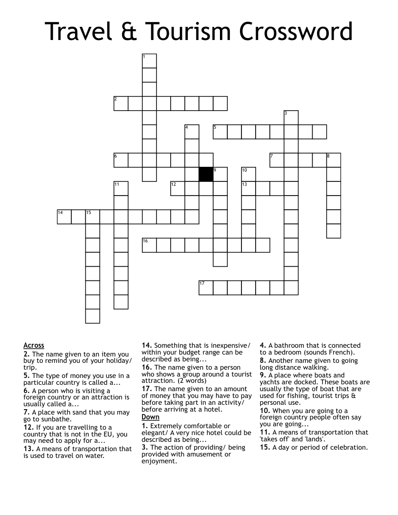 Travel & Tourism Crossword