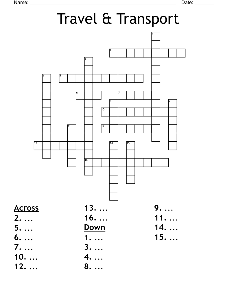 Travel & Transport Crossword