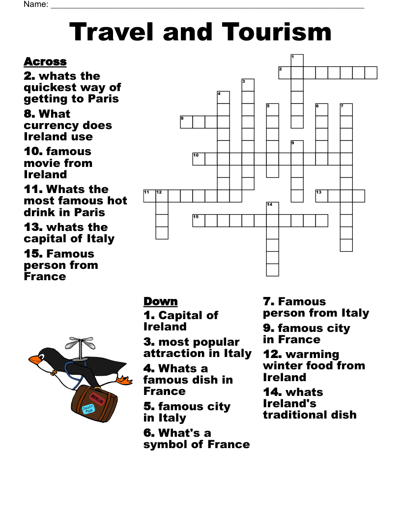 Travel and Tourism Crossword